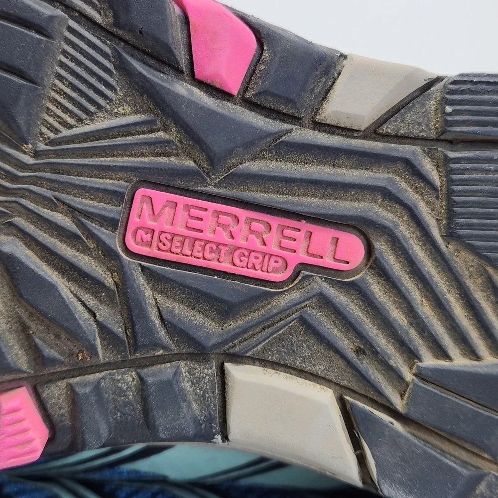 Merrell Moab FST Low Waterproof Hiking Shoes Girls Size 2.5 Blue Pink Sneakers